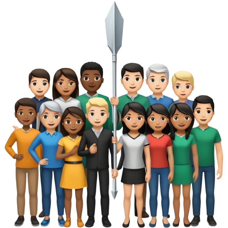 arrow going from one figure to a group of people emoji