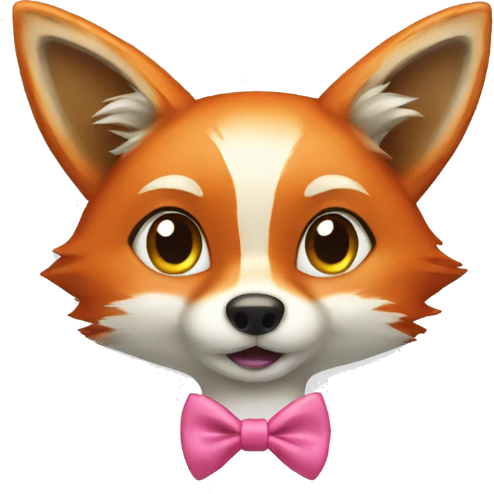 female fox with pink bow tie emoji