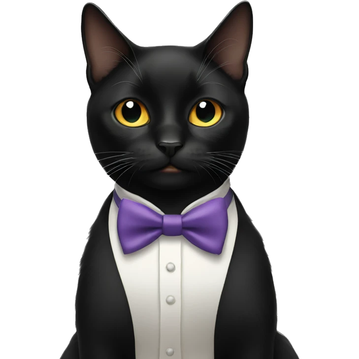 black cat wearing bow tie emoji