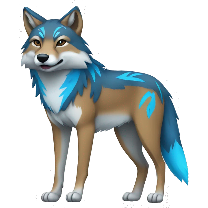 Coywolf With Blue Tribal Markings Full Body emoji