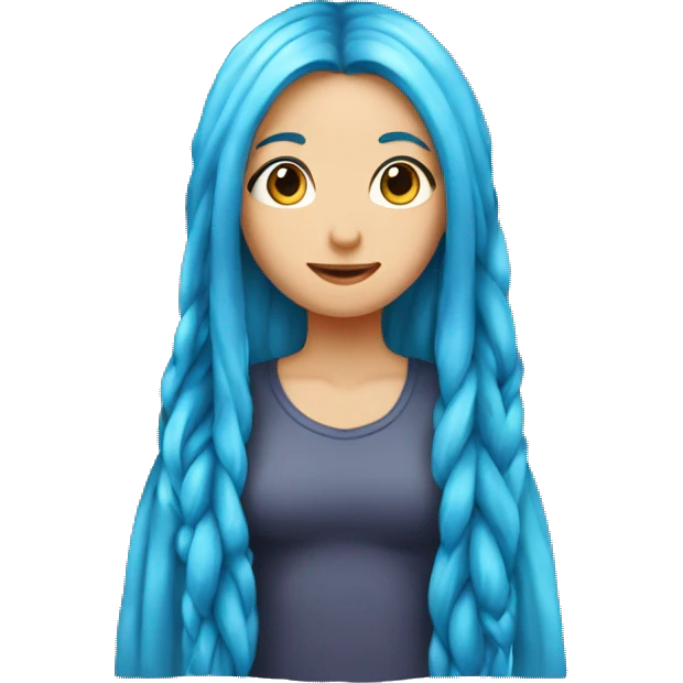 Girl with two very long blue hair in only two long plaits on either side touching the floor  emoji