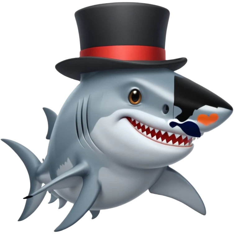 Shark with a top hat emoji