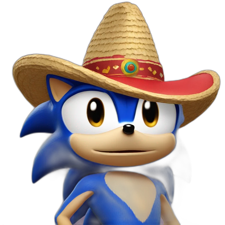 Sonic the hedgehog wearing sombrero emoji