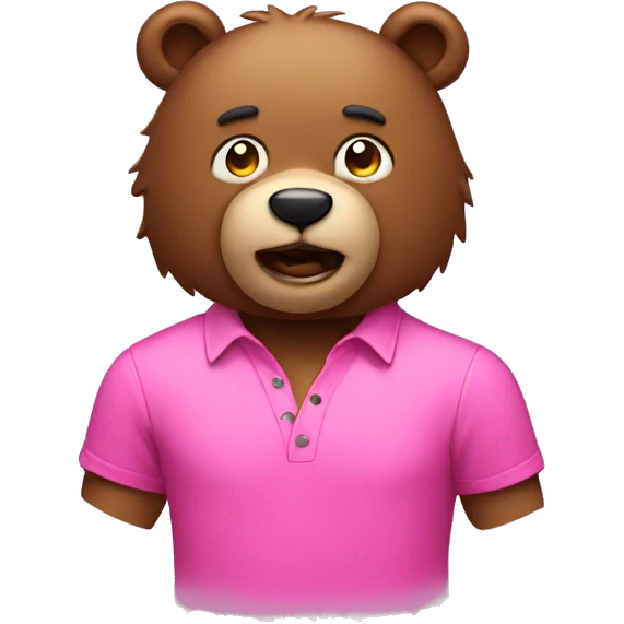 Crazy bear with pink shirt emoji