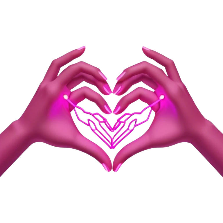 Neon cyberpunk style 

heart made of female neon hands emoji
