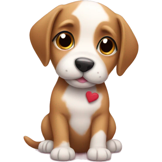 Puppy with hearts emoji