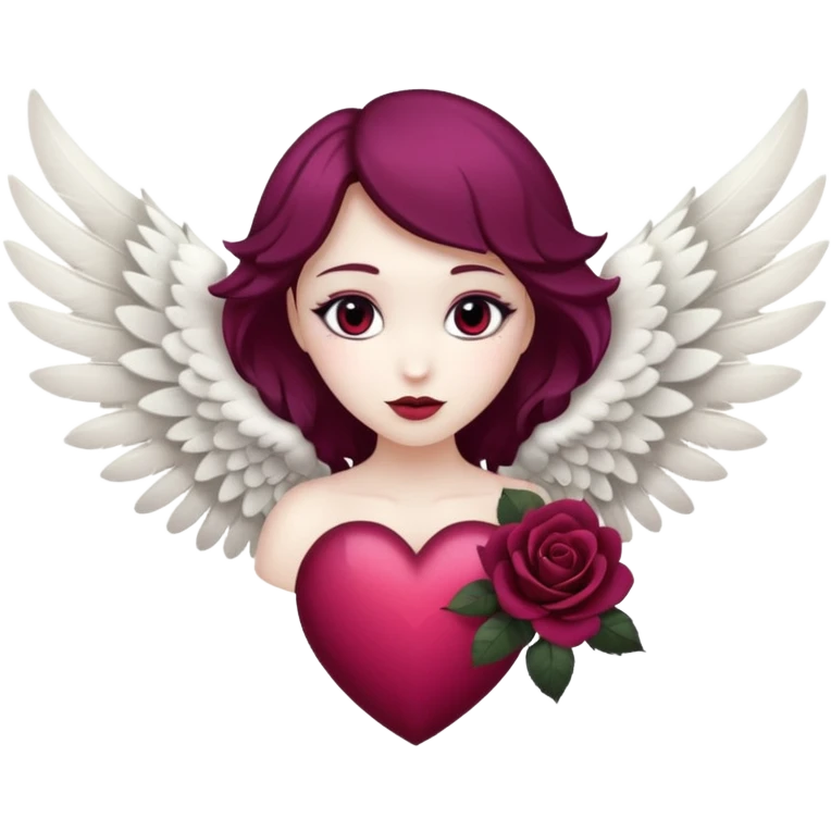 heart with a dark rose and wings emoji