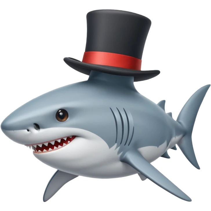 Shark with a top hat emoji