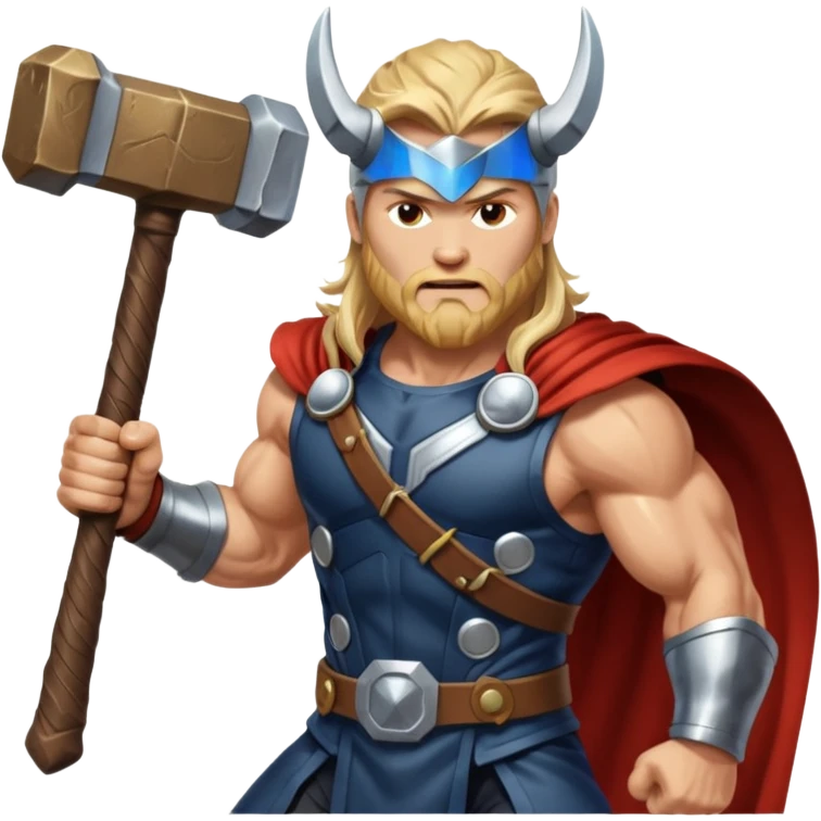 Norse god Thor, with hammer and lightning  emoji