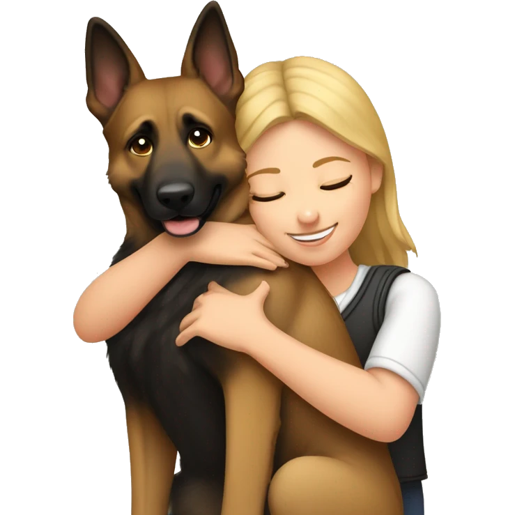 Girl hugging german sheperd emoji