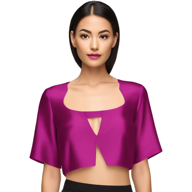 Realistic magenta cut out silk crop top blouse. emoji