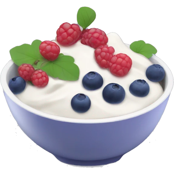 yoghurt bowl with grapes and blueberries and raspberries  emoji