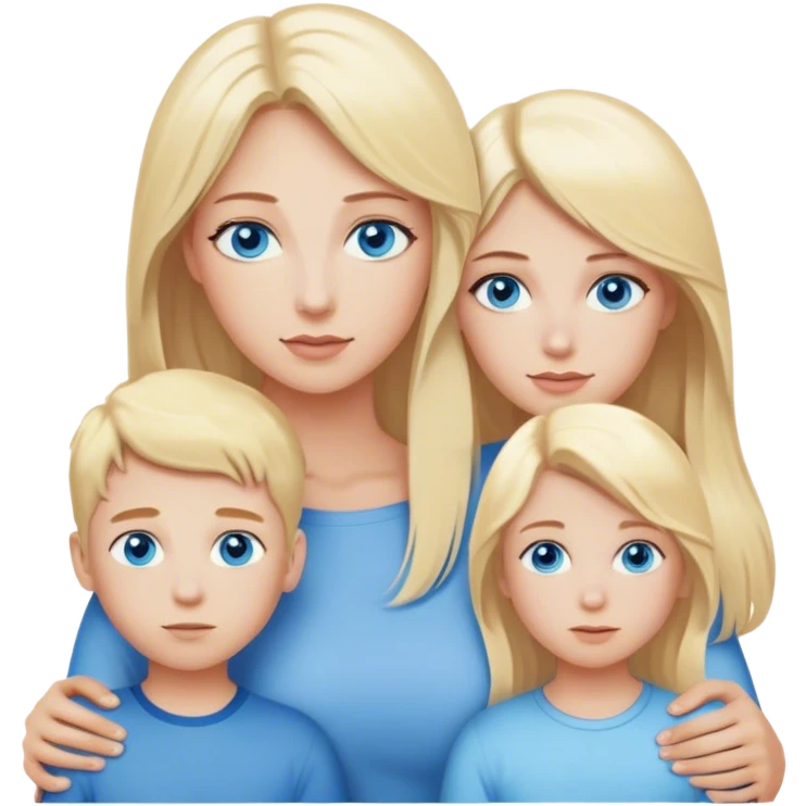 Mom with blonde hair blue eyes with son and daughter blonde hair blue eyes  emoji