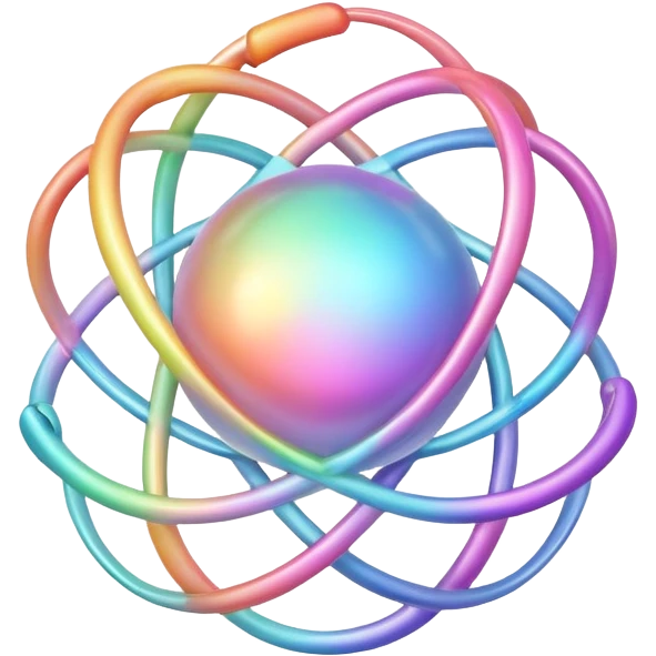 Pastel rainbow atom emoji
