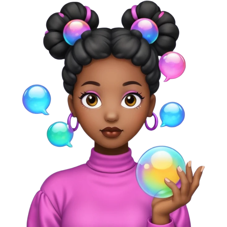 Black woman with bubble Space buns emoji