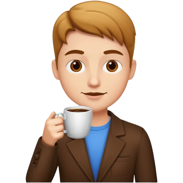 A marketer drinks coffee. emoji