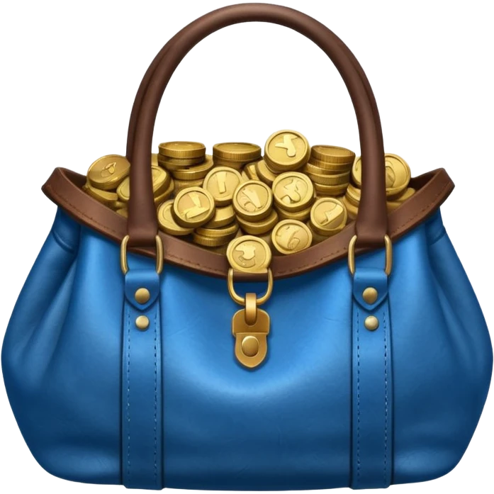 blue coins inside a leather bag  emoji