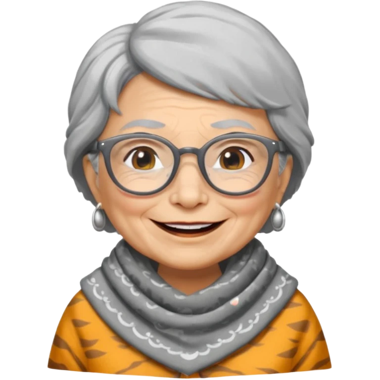 create me a slack emoji of a very old tiger shark, dressed like a grandma, with grey hair and glasses emoji