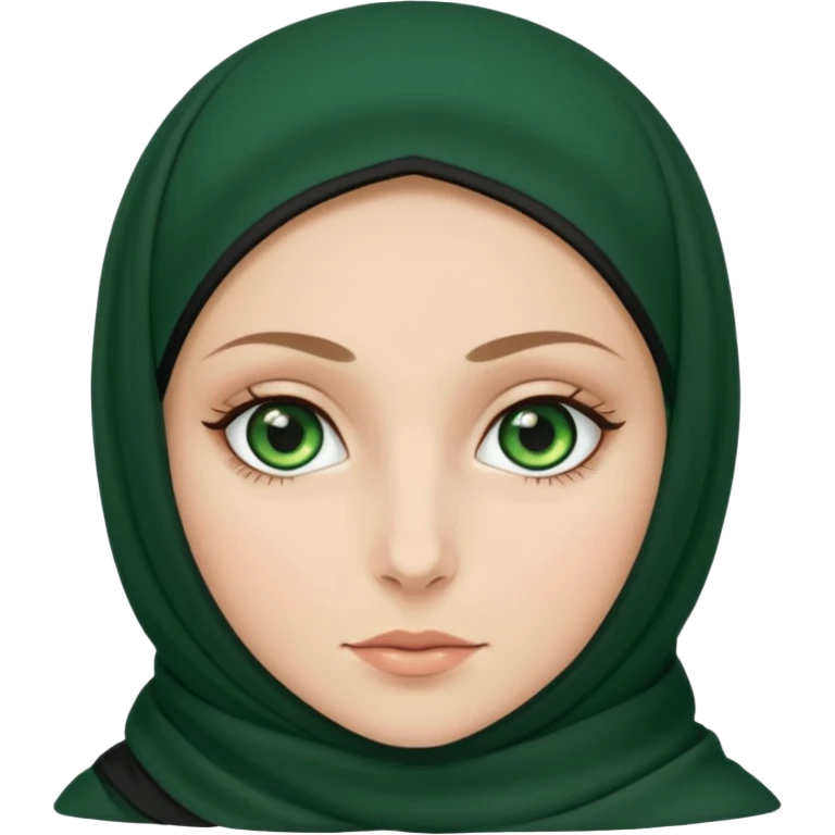 Old Muslim black hijab, white girl, green eyes emoji