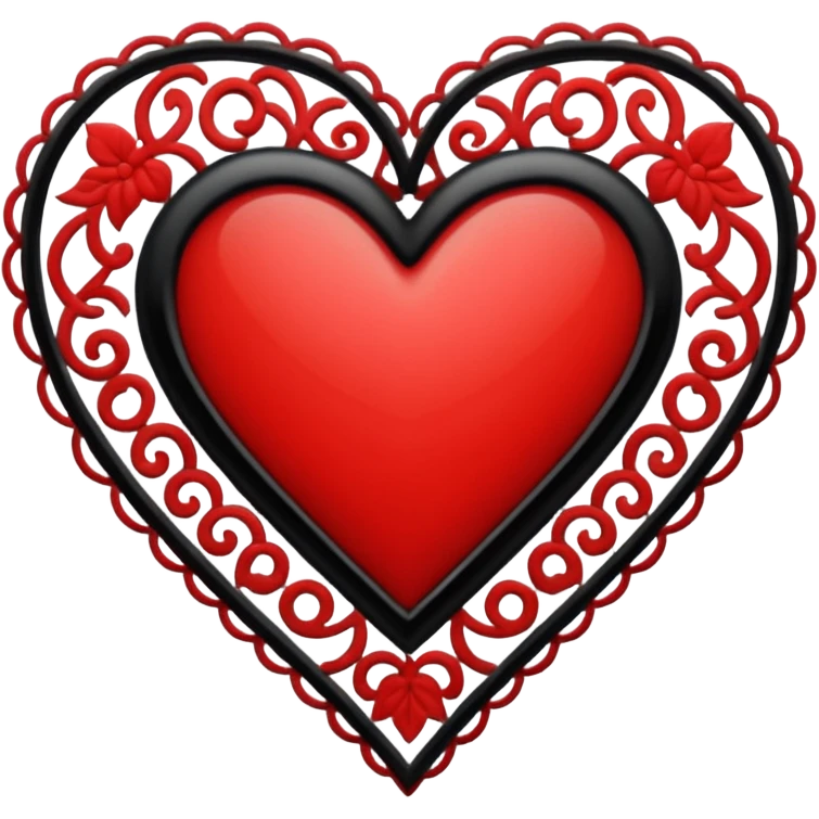 red black and white lace heart emoji