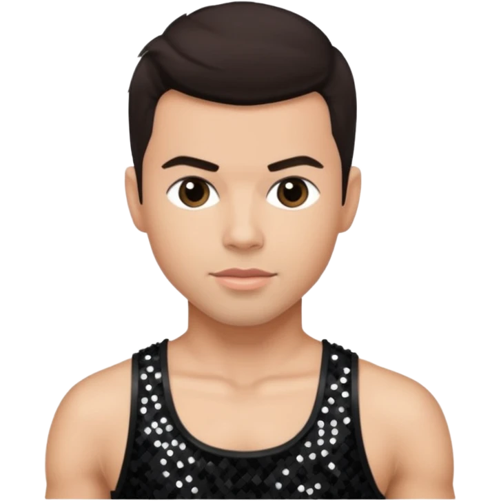 Jordan Knight from NKOTB with light skin, dark brown hair, black sequin crop top emoji