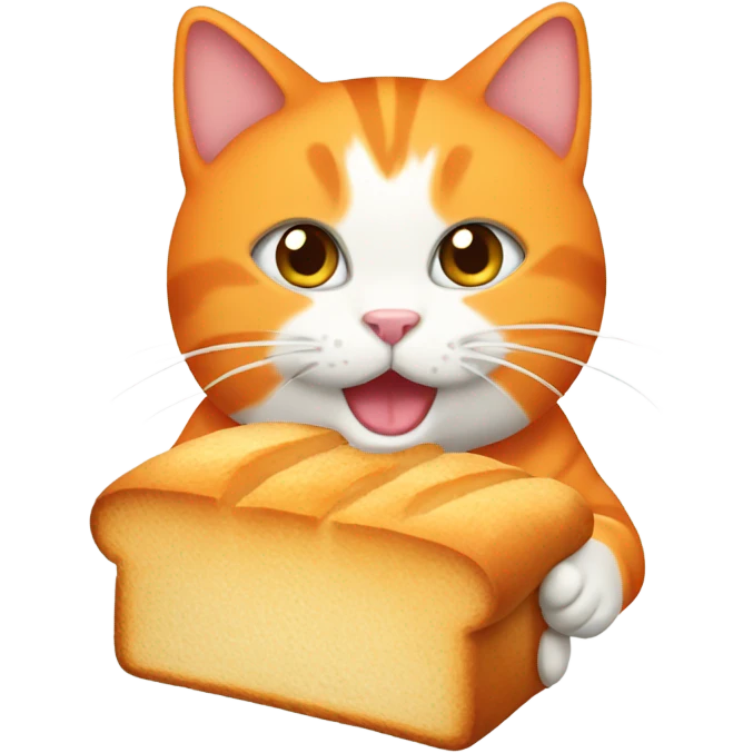 Orange cat eating a loaf of bread emoji