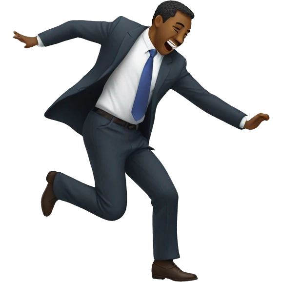 a man in a suit dancing and falling emoji