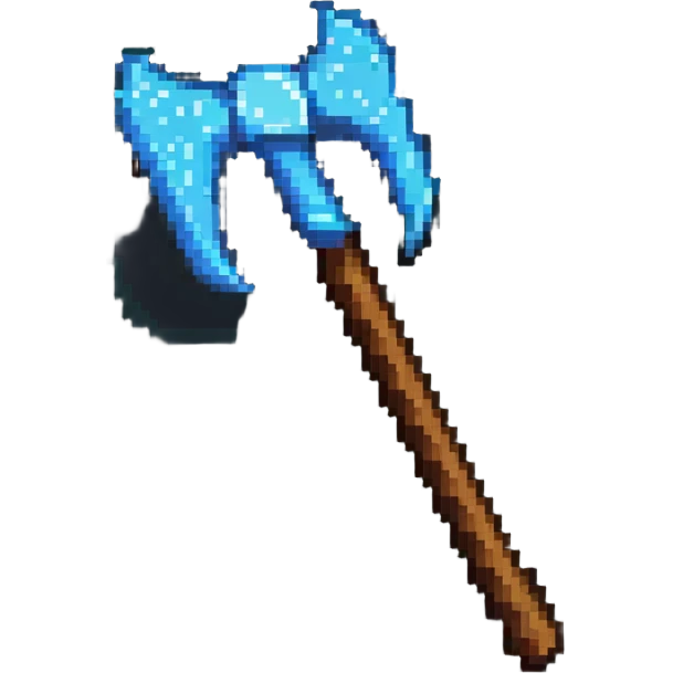 maximum blocky ultra-abstract pixel art Minecraft pickaxe emoji with only 2-4 large square pixels emoji