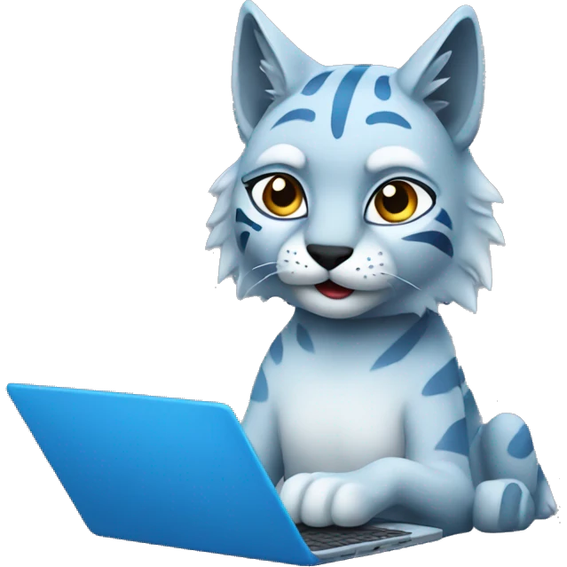A blue lynx with a laptop emoji