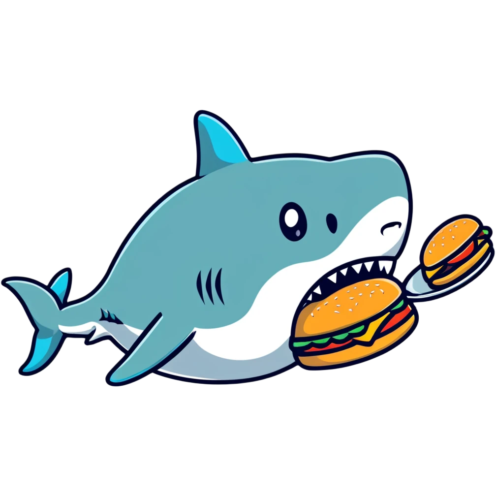Shark eating burger emoji