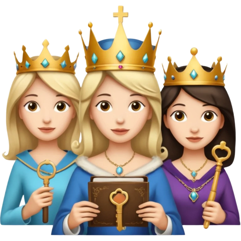 Three womenone with a key, one  emoji