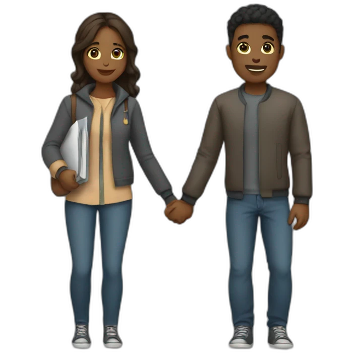 Couple holding hands in university  emoji