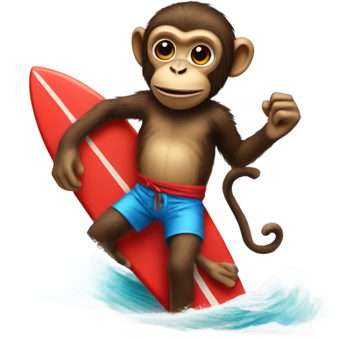 Monkey with a red bandana riding a surfboard  emoji