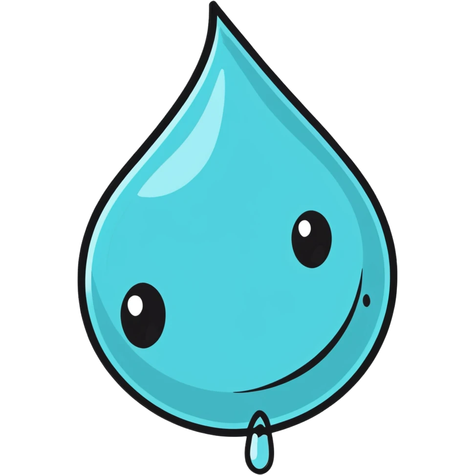 cartoon sticker of a water droplet with tears emoji