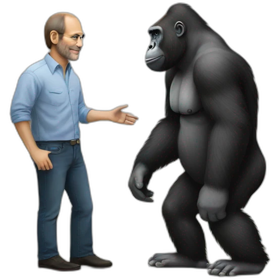 Gorilla meeting Steve Jobs emoji