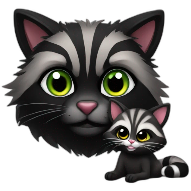 Racoon love a black cat emoji
