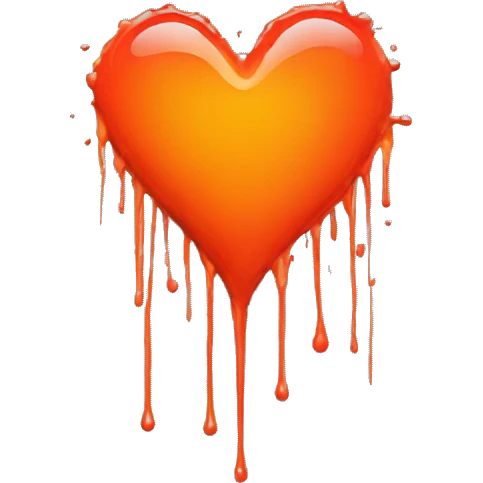 splattered paint heart glowing red-orange warmth emoji