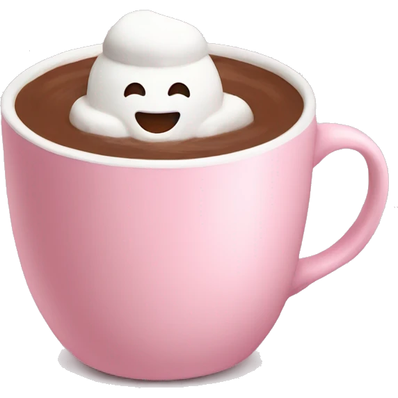 Hot chocolate with marshmallows in light pink cup emoji