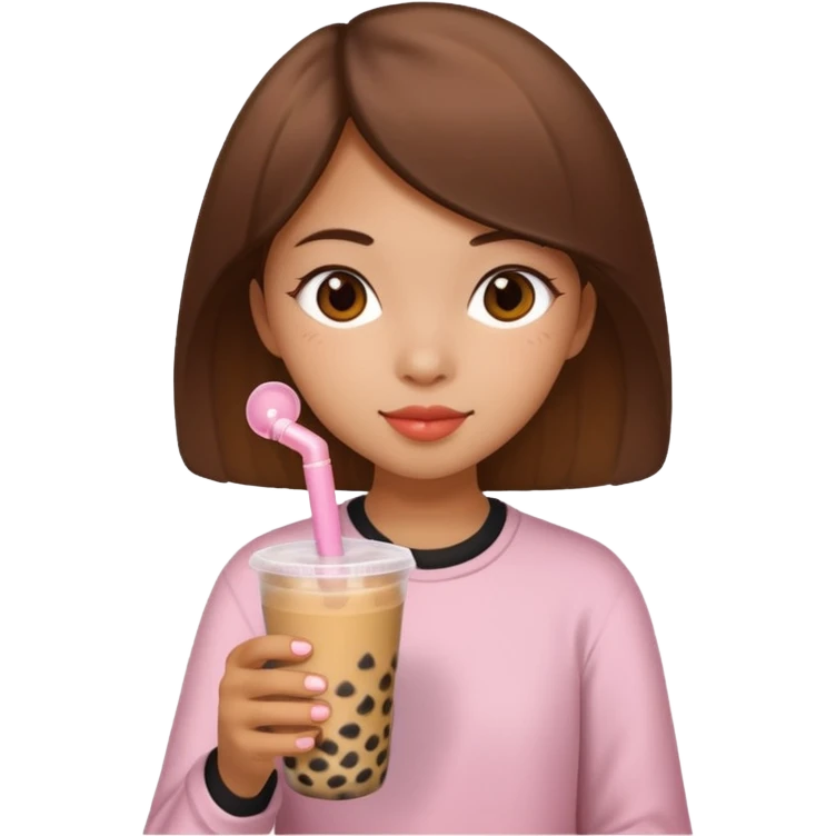 One medium skin tone girl drinking boba tea  emoji