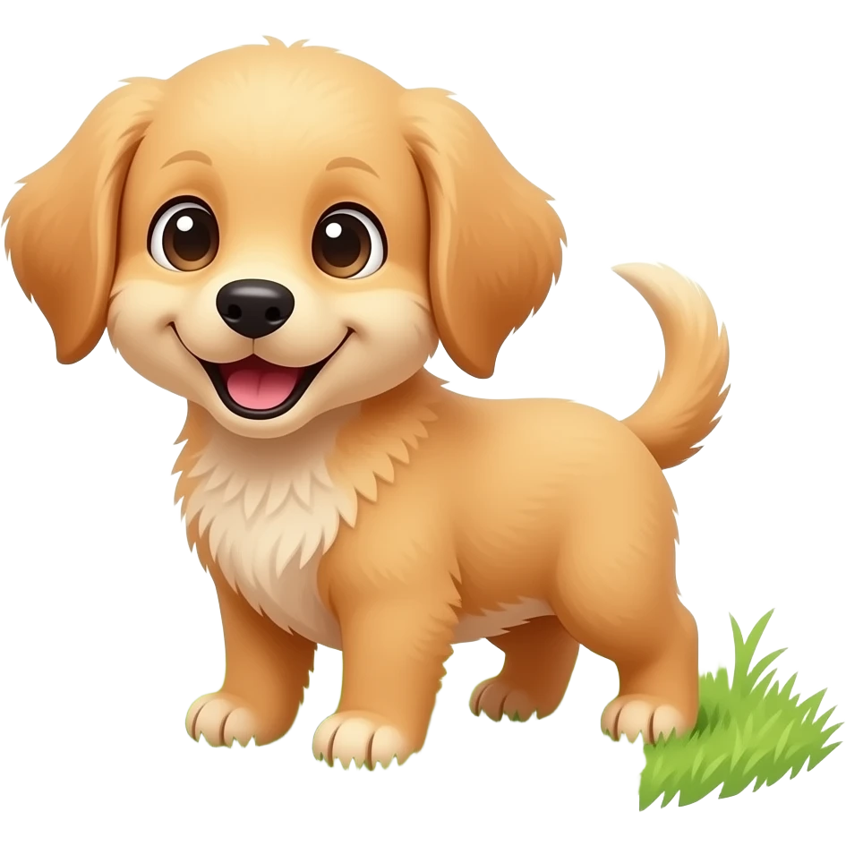 A little yellow puppy looking at us with a very happy expression. emoji