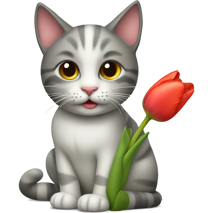 cat giving tulip emoji