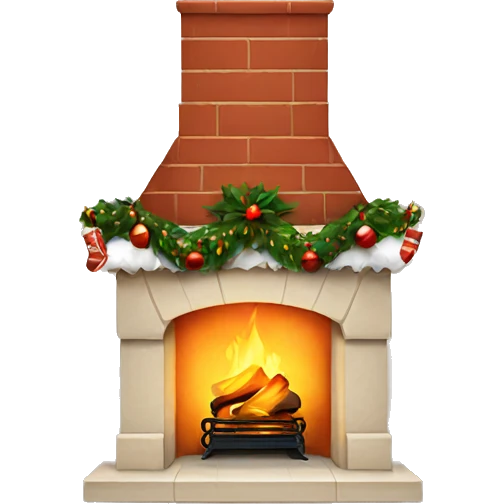 Fireplace with Christmas decorations  emoji