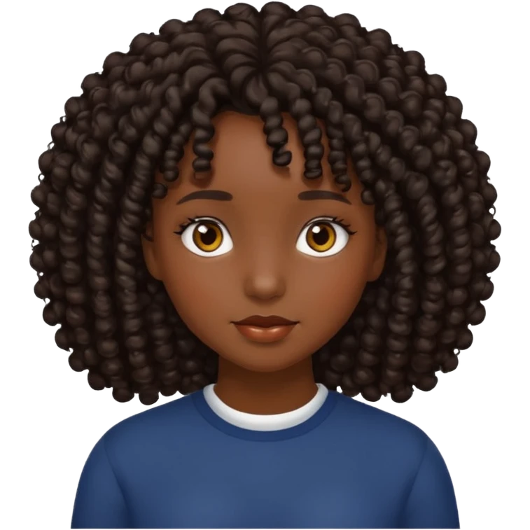 Una chica morena de cabello rizado no esponjado y color negro emoji