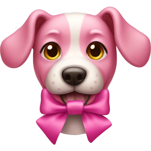 pink dog with ribbon emoji
