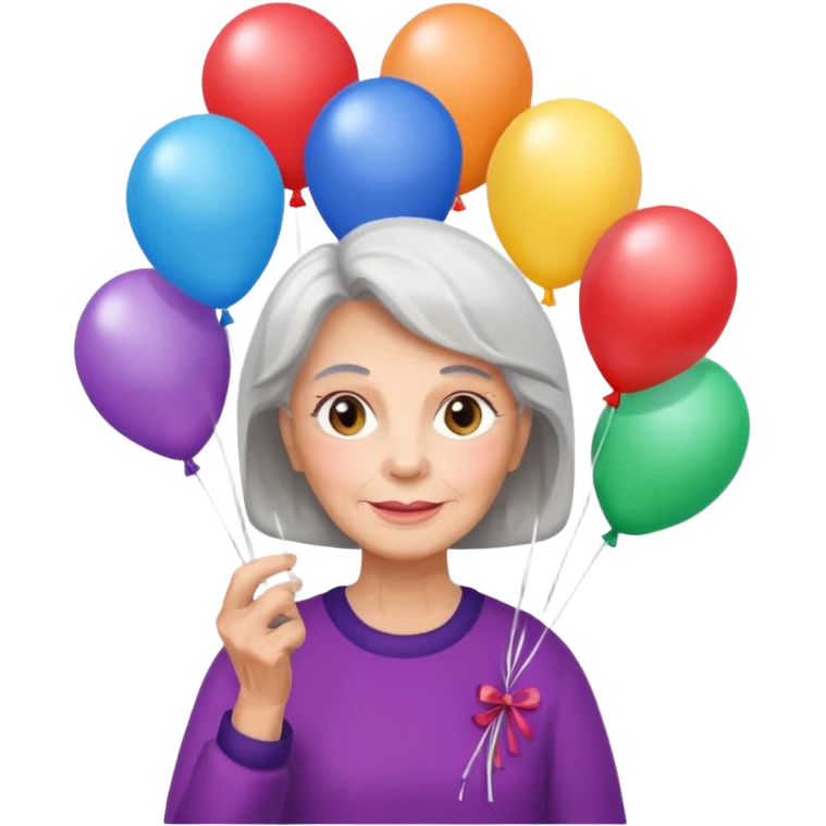 balloons holder older woman emoji