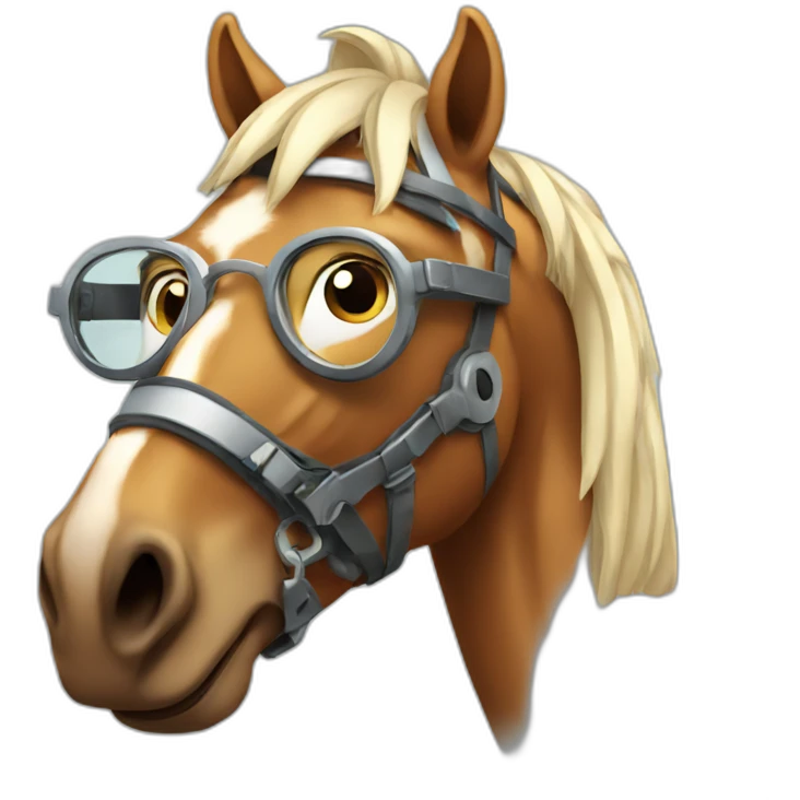 Mechanical horse wearing glasses emoji