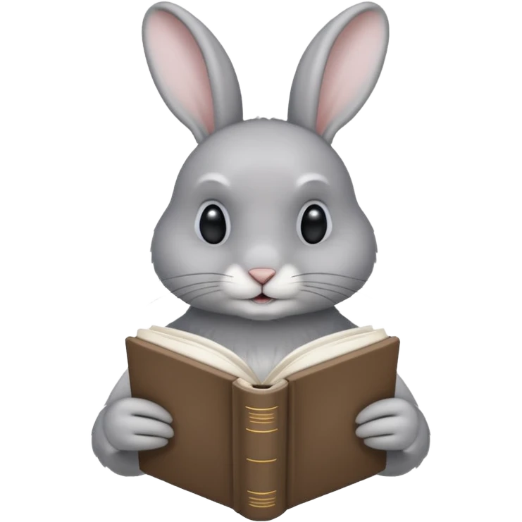 Gray rabbit reading white book emoji