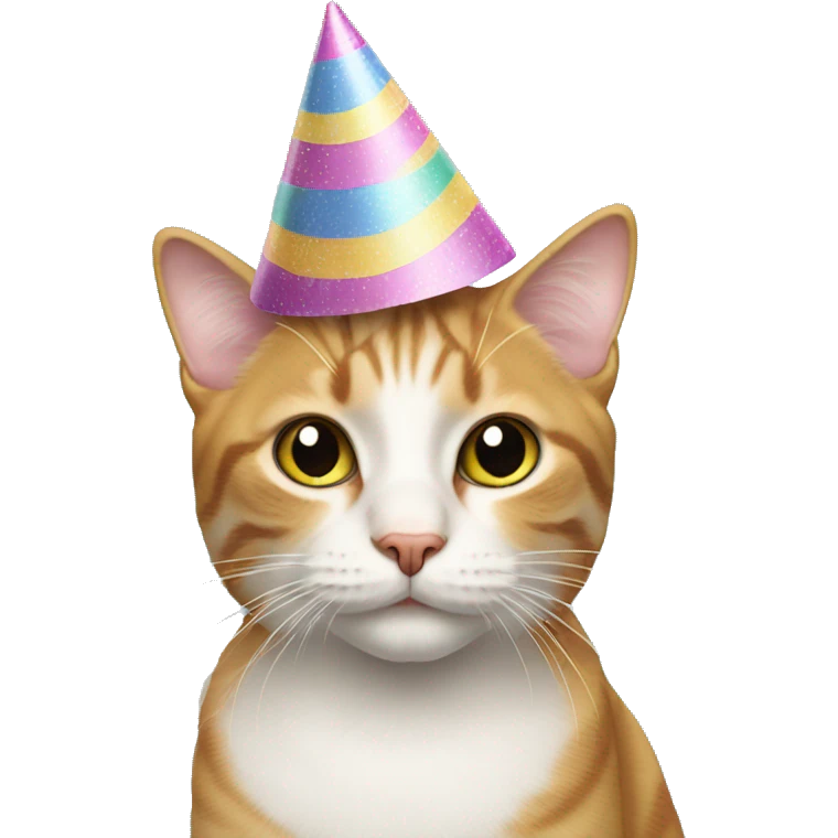 realistic cat in birthday cap emoji