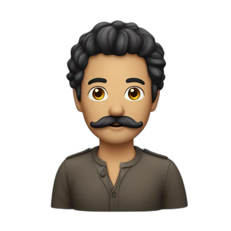 homme avec petite moustache et cheuveux noirs avec une raie emoji