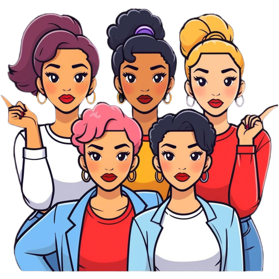 Five sassy white women emoji